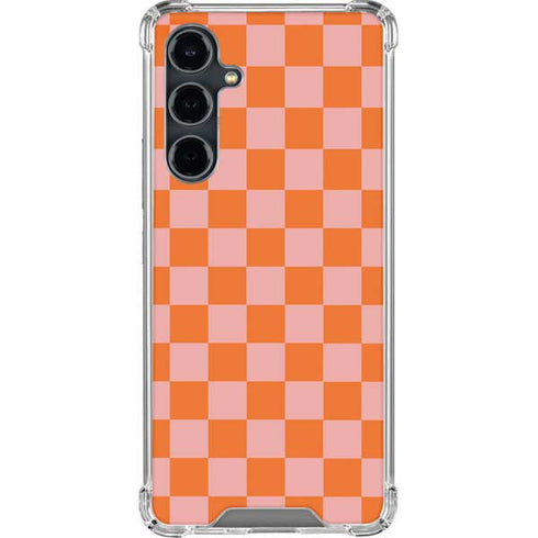 Orange Checkered Galaxy S23 FE Clear Case